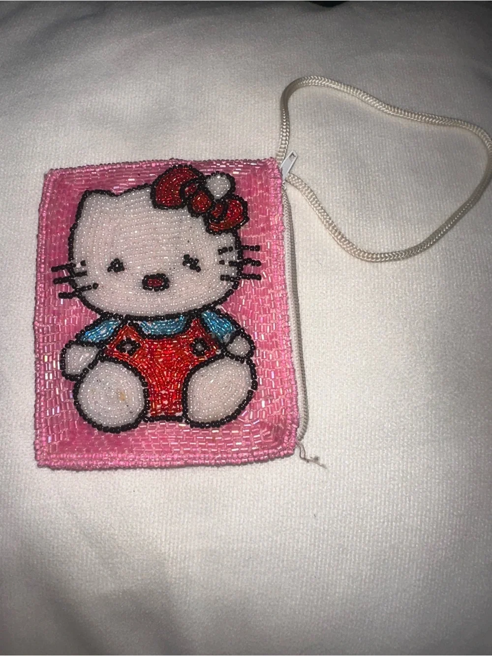 Hello Kitty Pink Beaded Wrislet Pouch with Red and Blue Accents